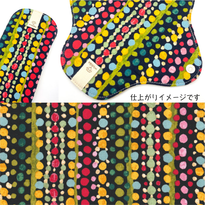 ■ 布ライナー・布ナプキン オーダー商品 【USAコットン】フラワードロップス(黒)(P&B)