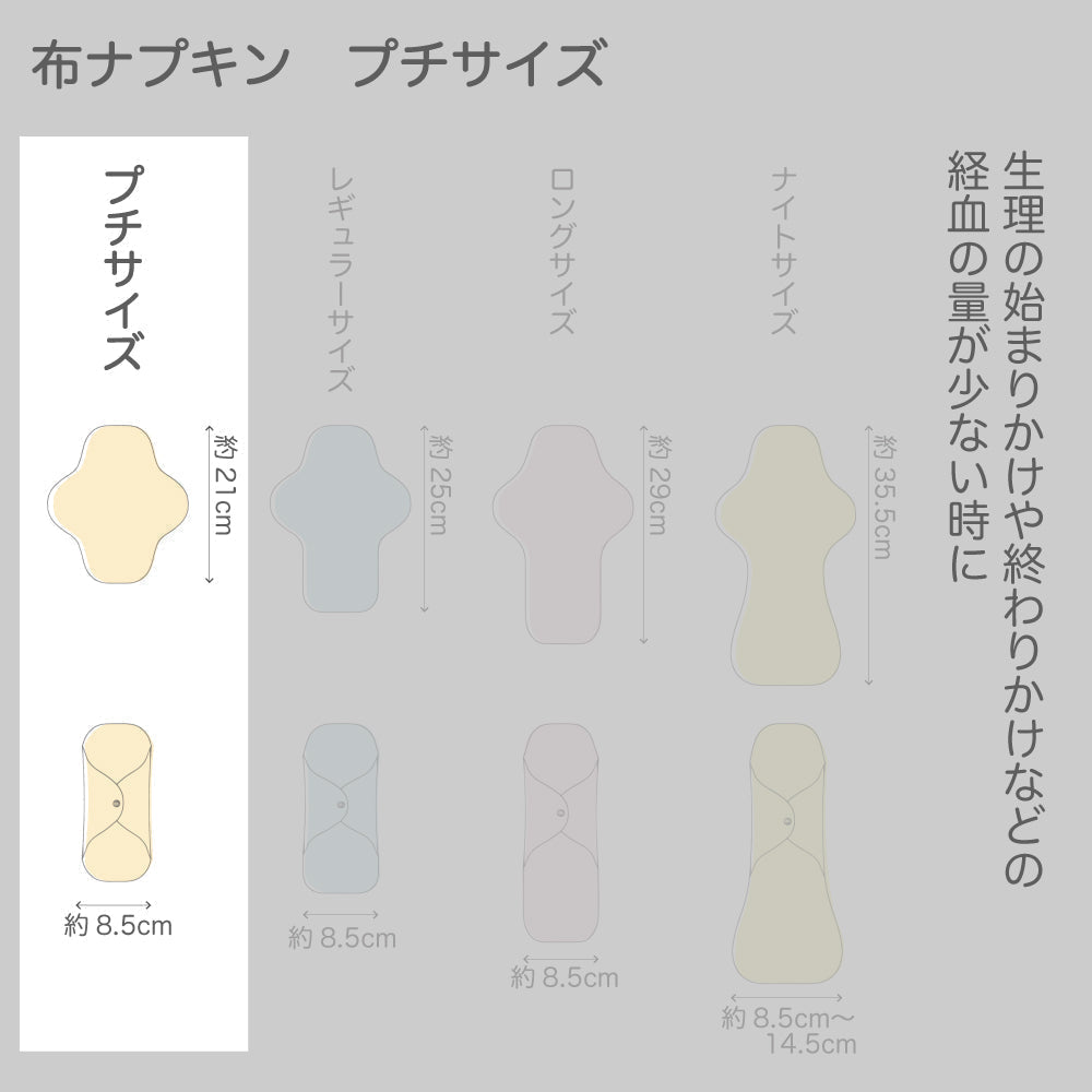 一体型布ナプキン プチサイズ 【アニマルコラージュ】 イエロー 少ない日用