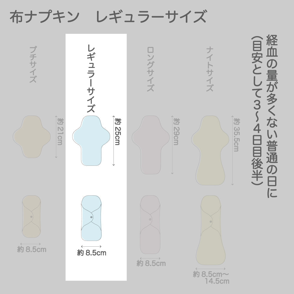 一体型布ナプキン レギュラーサイズ 【ちょうちょう】ホワイト 普通の日用